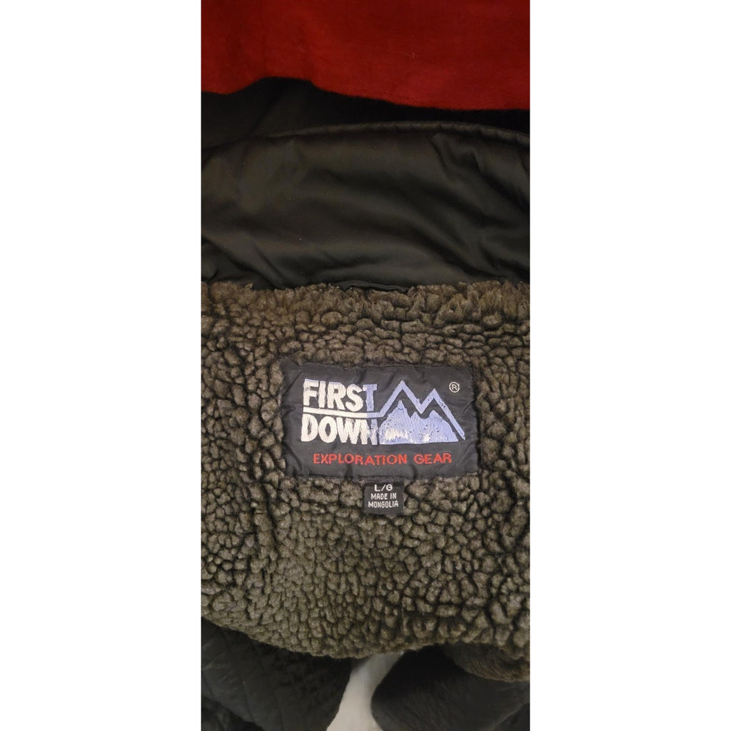 First Down Men’s Puffer Jacket – Black/Blue/Orange – Winter Coat