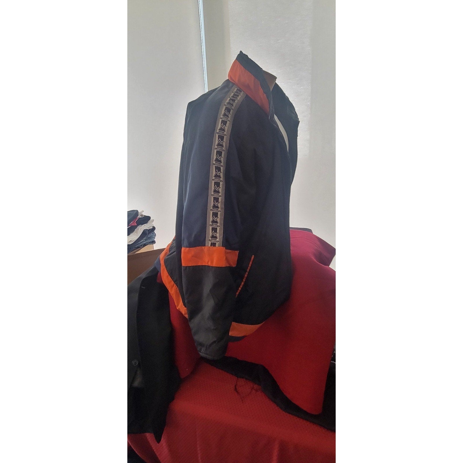 First Down Men’s Puffer Jacket – Black/Blue/Orange – Winter Coat